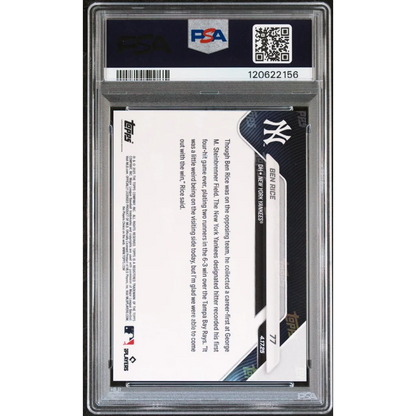 Graded 2025 Topps Now Ben Rice #77 Rookie RC Baseball Card PSA 8 Near Mint