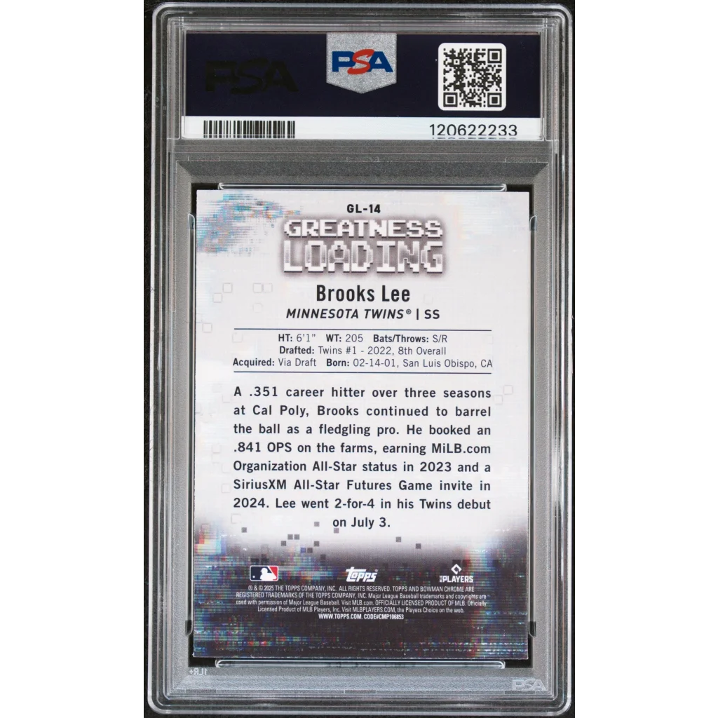 Graded PSA 10 2025 Topps Bowman Brooks Lee #GL14 Rookie RC Signed Card