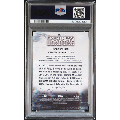 Graded PSA 10 2025 Topps Bowman Brooks Lee #GL14 Rookie RC Signed Card