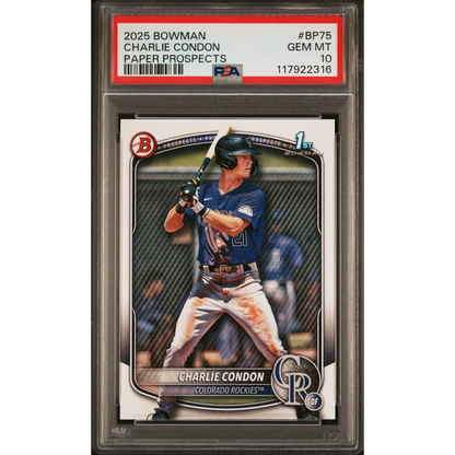 Graded PSA 10 2025 Bowman Charlie Condon #BP75 Paper Prospects Rookie Card