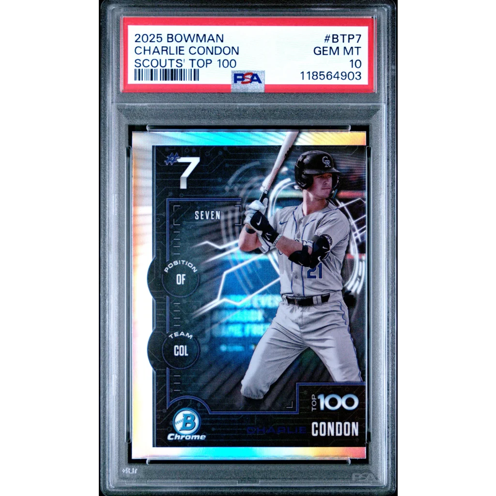 Graded 2025 Bowman Chrome Charlie Condon PSA 10 Gem Mint RC card