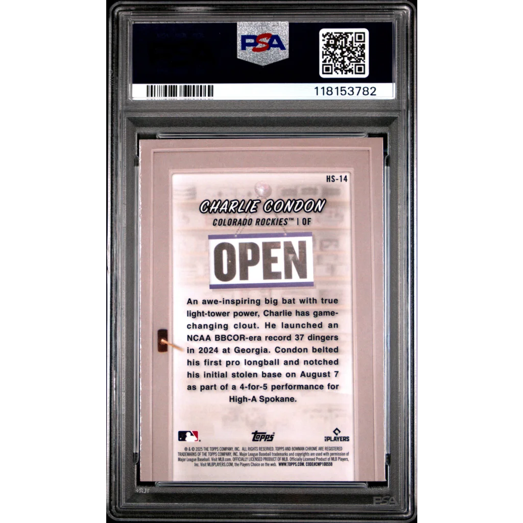 PSA 10 Graded 2025 Topps Bowman Charlie Condon Hobby Stars Rookie Card