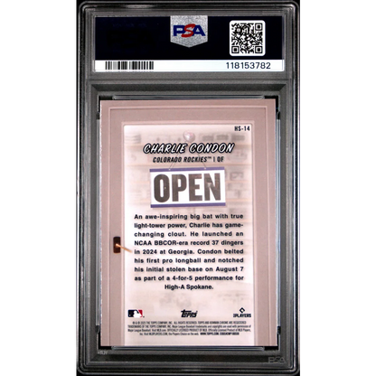 PSA 10 Graded 2025 Topps Bowman Charlie Condon Hobby Stars Rookie Card