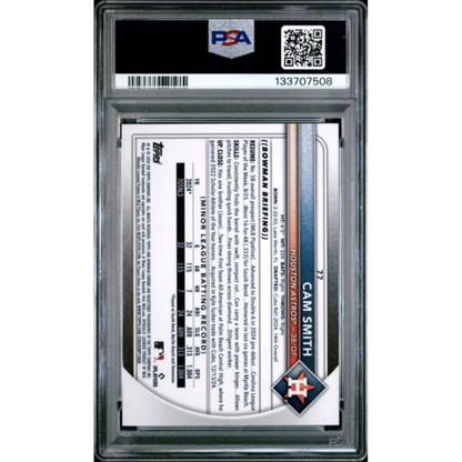 Graded 2025 Topps Bowman Chrome Cam Smith #77 Purple Geometric /250 PSA 10