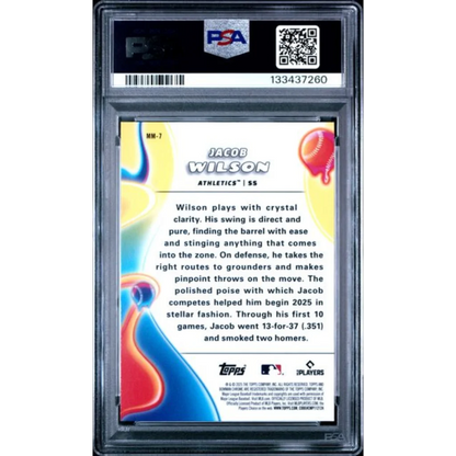 Graded 2025 Topps Bowman Chrome Jacob Wilson #MM7 Melt Mashers Rookie RC Baseball Card PSA 10 Gem Mint | PSA 10 Gem Mint Graded Rookie Card | vintageantiquesgifts.com