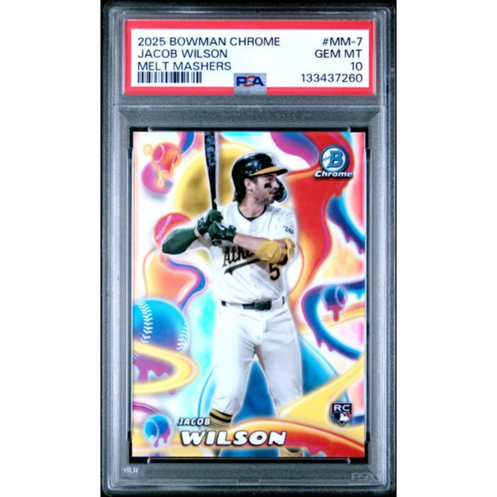 Graded 2025 Topps Bowman Chrome Jacob Wilson #MM7 Melt Mashers Rookie RC Baseball Card PSA 10 Gem Mint | Hall of Fame Sports Memorabilia | vintageantiquesgifts.com
