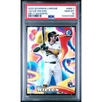 Graded 2025 Topps Bowman Chrome Jacob Wilson #MM7 Melt Mashers Rookie RC Baseball Card PSA 10 Gem Mint | Hall of Fame Sports Memorabilia | vintageantiquesgifts.com