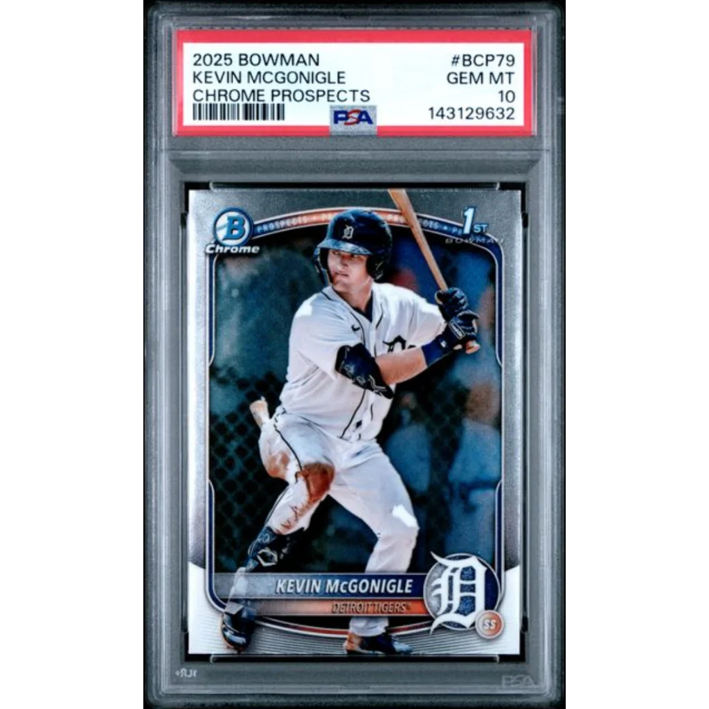 Graded 2025 Bowman Chrome Kevin McGonigle Rookie PSA 10 Gem Mint Tigers card