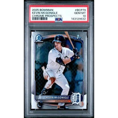 Graded 2025 Bowman Chrome Kevin McGonigle Rookie PSA 10 Gem Mint Tigers card