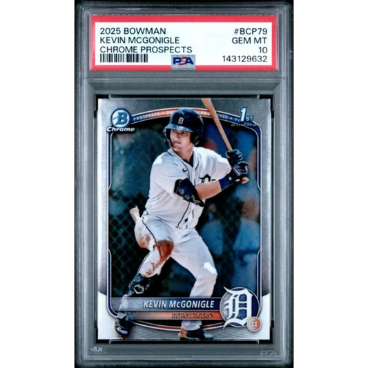 Graded 2025 Bowman Chrome Kevin McGonigle Rookie PSA 10 Gem Mint Tigers card