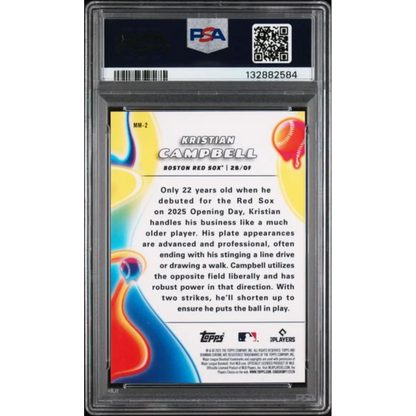 Graded 2025 Topps Bowman Chrome Kristian Campbell #MM2 Melt Mashers Rookie RC Baseball Card PSA 10 Gem Mint | PSA 10 Gem Mint Graded Rookie Card | vintageantiquesgifts.com