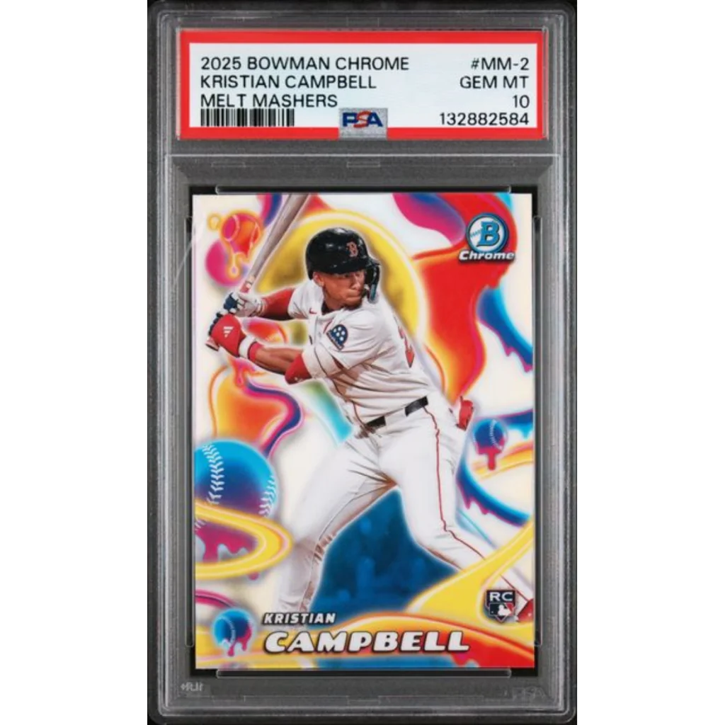 Graded 2025 Topps Bowman Chrome Kristian Campbell #MM2 Melt Mashers Rookie RC Baseball Card PSA 10 Gem Mint | Hall of Fame Sports Memorabilia | vintageantiquesgifts.com
