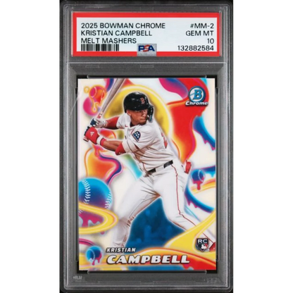 Graded 2025 Topps Bowman Chrome Kristian Campbell #MM2 Melt Mashers Rookie RC Baseball Card PSA 10 Gem Mint | Hall of Fame Sports Memorabilia | vintageantiquesgifts.com