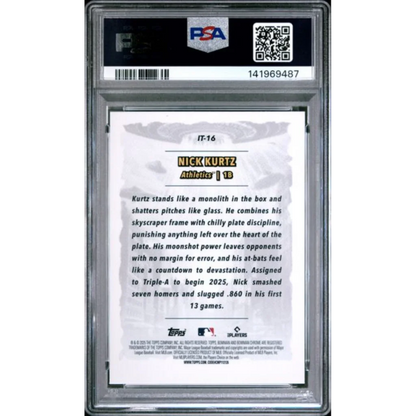 PSA 10 Graded 2025 Topps Bowman Chrome Nick Kurtz Rookie Card Back in Case