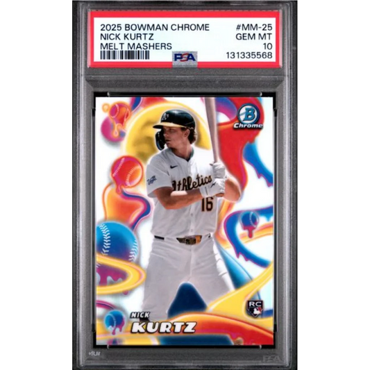 Graded 2025 Topps Bowman Chrome Nick Kurtz MM25 Melt Mashers Rookie RC Baseball Card PSA 10 Gem Mint | Hall of Fame Sports Memorabilia | vintageantiquesgifts.com