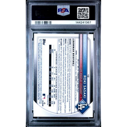 Graded 2025 Topps Bowman Chrome Roki Sasaki 12 Rookie RC Baseball Card PSA 10 Gem Mint | PSA 10 Gem Mint Graded Rookie Card | vintageantiquesgifts.com