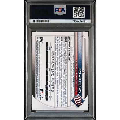 Graded 2025 Topps Bowman Dylan Crews #42 Rookie RC Baseball Card PSA 10 Gem Mint