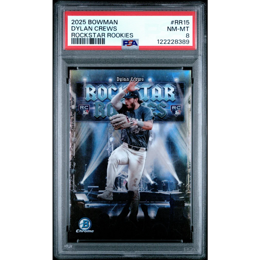 Graded 2025 Topps Bowman Dylan Crews #RR15 Rockstar Rookies Rookie RC Baseball Card PSA 8 Near Mint | Hall of Fame Sports Memorabilia | vintageantiquesgifts.com