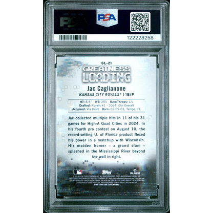 PSA 9 Graded 2025 Topps Bowman Jac Caglianone Royals Rookie Card