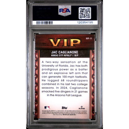 PSA 10 Graded 2025 Topps Bowman Jac Caglianone VIP11 Rookie Card