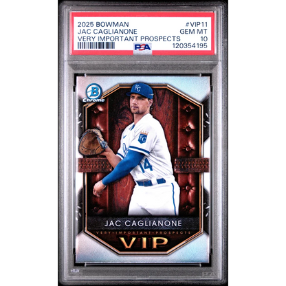 2025 Bowman Chrome Jac Caglianone Royals RC PSA 10 Gem Mint Slab