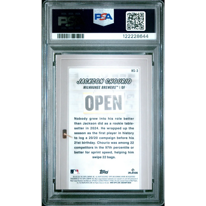 Graded 2025 Topps Bowman Jackson Chourio #HS3 Hobby Stars Baseball Card PSA 10 Gem Mint