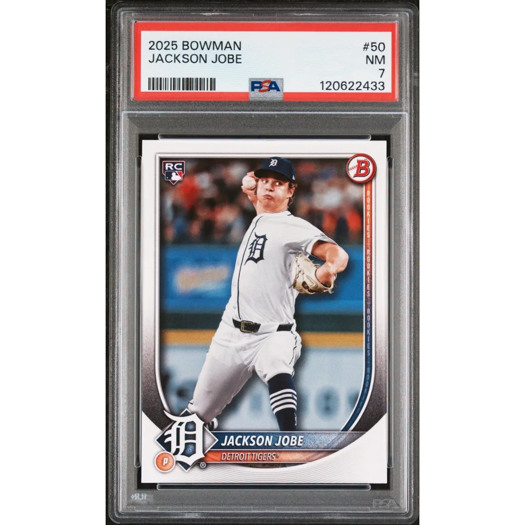 Graded 2025 Bowman Jackson Jobe #50 Rookie RC PSA 7 Tigers Card