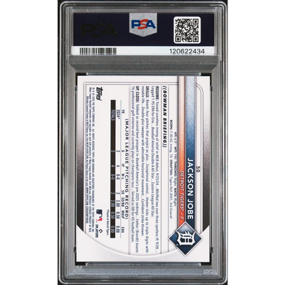Graded 2025 Topps Bowman Jackson Jobe #50 Rookie RC Baseball Card PSA 8 Near Mint | PSA 8 NM-MT Graded Rookie Card | vintageantiquesgifts.com