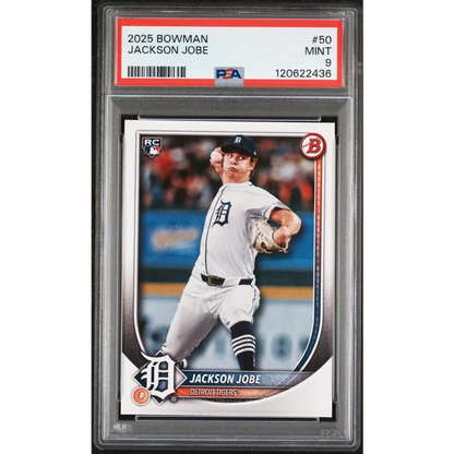 Graded 2025 Topps Bowman Jackson Jobe #50 Rookie RC Baseball Card PSA 9 Mint