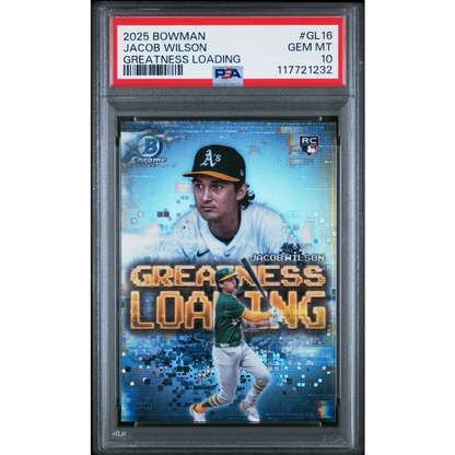 Graded 2025 Topps Bowman Jacob Wilson #GL16 Greatness Loading Rookie RC Baseball Card PSA 10 Gem Mint | Hall of Fame Sports Memorabilia | vintageantiquesgifts.com