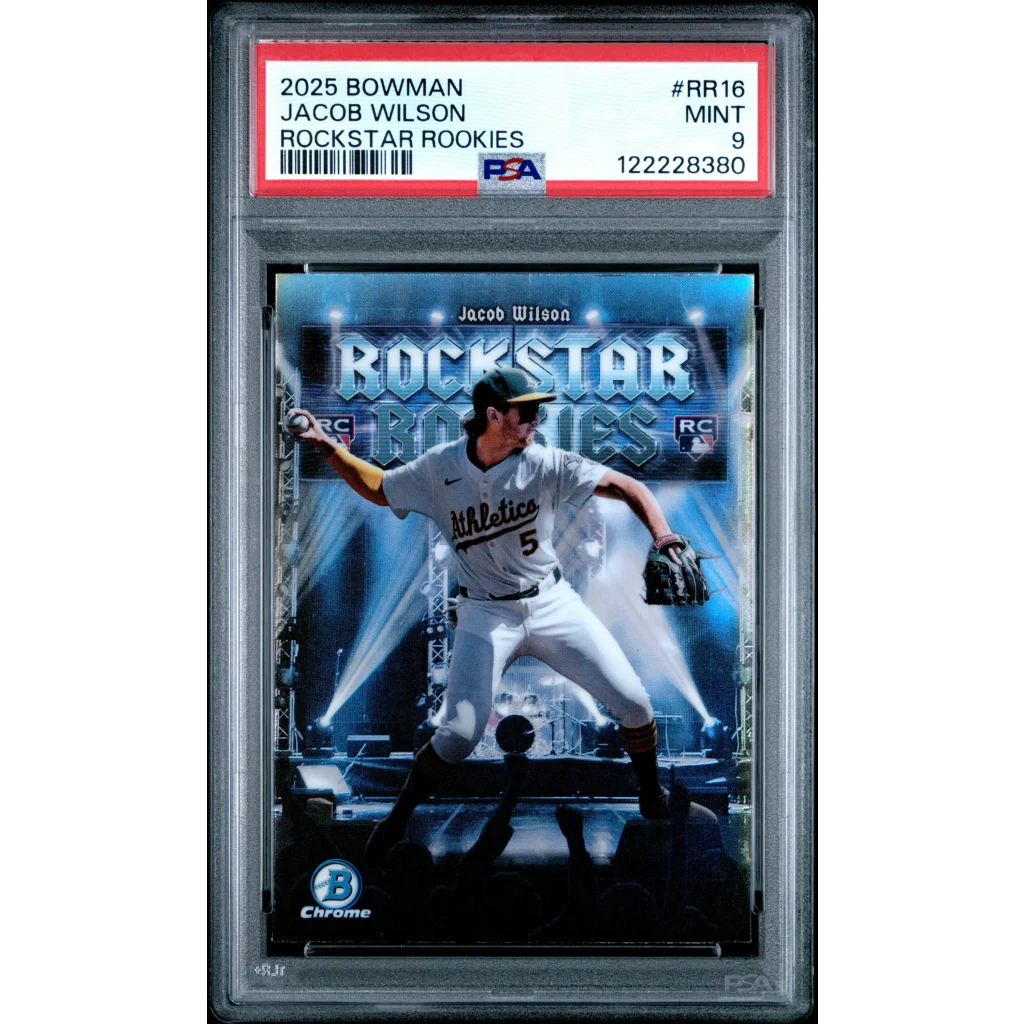 Graded 2025 Topps Bowman Jacob Wilson #RR16 Rockstar Rookies Rookie RC Baseball Card PSA 9 Mint | Hall of Fame Sports Memorabilia | vintageantiquesgifts.com