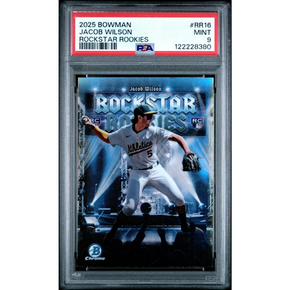Graded 2025 Topps Bowman Jacob Wilson #RR16 Rockstar Rookies Rookie RC Baseball Card PSA 9 Mint | Hall of Fame Sports Memorabilia | vintageantiquesgifts.com