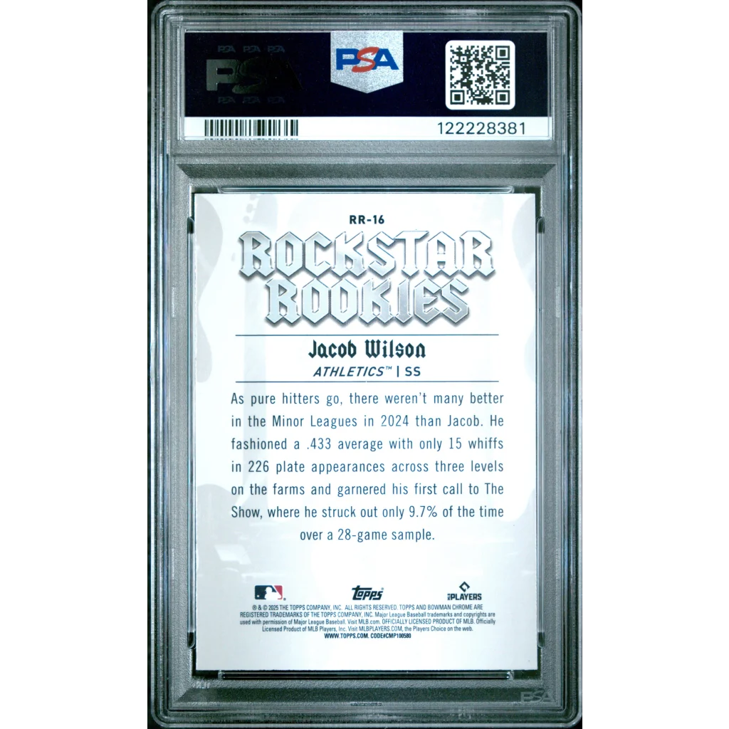 Graded 2025 Topps Bowman Jacob Wilson #RR16 Rockstar Rookies Rookie RC Baseball Card PSA 10 Gem Mint | PSA 10 Gem Mint Graded Rookie Card | vintageantiquesgifts.com