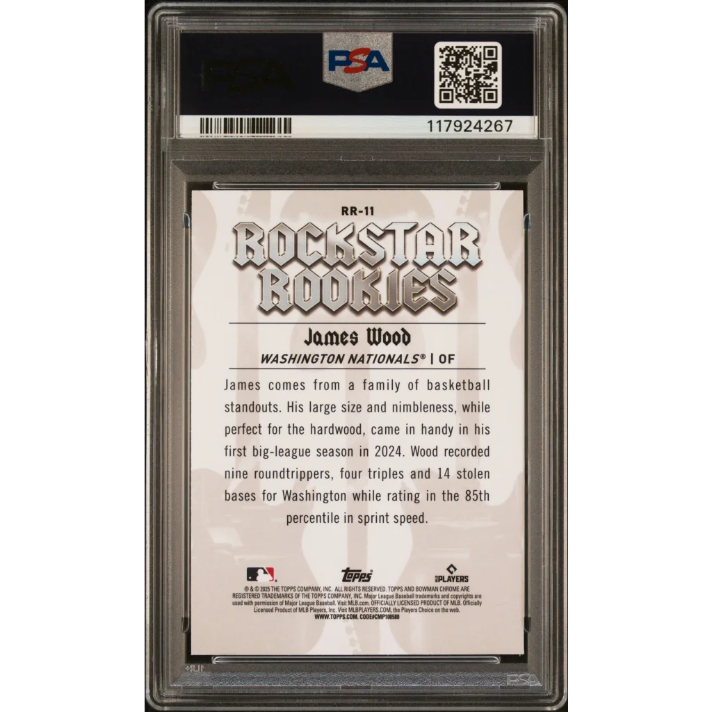 Graded 2025 Topps Bowman James Wood #RR11 Rockstar Rookies Rookie RC Baseball Card PSA 10 Gem Mint | PSA 10 Gem Mint Graded Rookie Card | vintageantiquesgifts.com