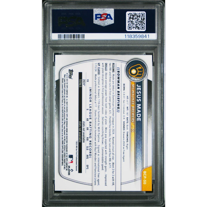 Graded 2025 Topps Bowman Jesus Made #BCP50 Chrome Prospects Reptilian Refractor Rookie RC Baseball Card PSA 10 Gem Mint | PSA 10 Gem Mint Graded Rookie Card | vintageantiquesgifts.com