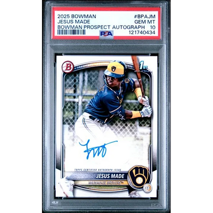 Graded 2025 Topps Bowman Jesus Made #BPAJM Paper Prospects Autograph Rookie RC Baseball Card PSA 10 Gem Mint