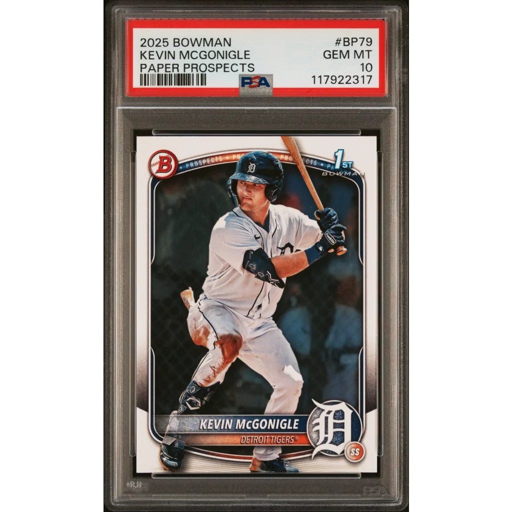 Graded 2025 Topps Bowman Kevin McGonigle #BP79 Paper Prospects Rookie RC Baseball Card PSA 10 Gem Mint