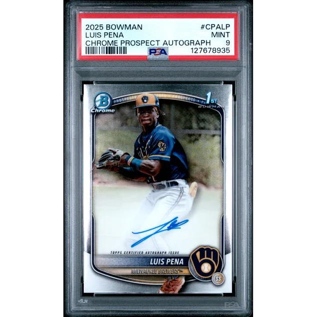 Graded 2025 Topps Bowman Luis Pena #CPALP Chrome Prospects Autograph Rookie RC Baseball Card PSA 9 Mint | Hall of Fame Sports Memorabilia | vintageantiquesgifts.com