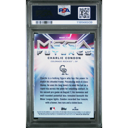 Graded 2025 Topps Bowman Mega Box Charlie Condon #BMF13 Mega Futures Rookie RC Baseball Card PSA 10 Gem Mint | PSA 10 Gem Mint Graded Rookie Card | vintageantiquesgifts.com