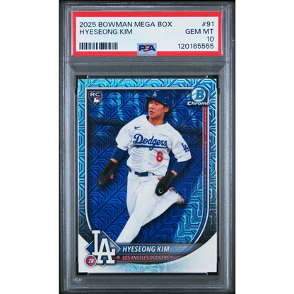 Graded 2025 Topps Bowman Mega Box Hyeseong Kim #91 Rookie RC Baseball Card PSA 10 Gem Mint | Hall of Fame Sports Memorabilia | vintageantiquesgifts.com