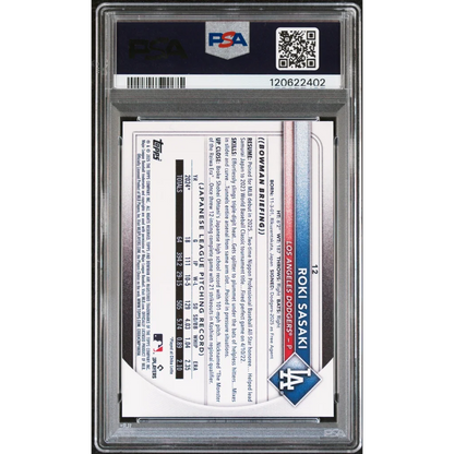 Graded 2025 Topps Bowman Roki Sasaki #12 Rookie RC Baseball Card PSA 8 Near Mint