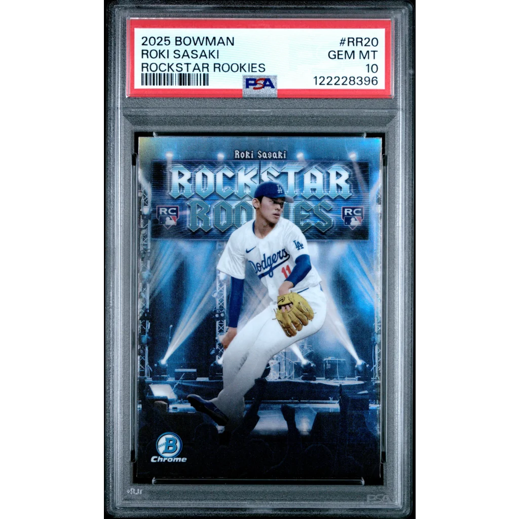 Graded 2025 Topps Bowman Roki Sasaki #RR20 Rockstar Rookies Rookie RC Baseball Card PSA 10 Gem Mint