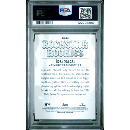 Graded 2025 Topps Bowman Roki Sasaki #RR20 Rockstar Rookies Rookie RC Baseball Card PSA 10 Gem Mint