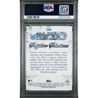 Graded 2025 Topps Bowman Sapphire Jacob Wilson BSS19 Sapphire Selections Rookie RC Baseball Card PSA 10 Gem Mint | PSA 10 Gem Mint Graded Rookie Card | vintageantiquesgifts.com