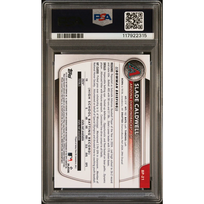 Graded 2025 Topps Bowman Slade Caldwell #BP21 Paper Prospects Rookie RC Baseball Card PSA 10 Gem Mint | PSA 10 Gem Mint Graded Rookie Card | vintageantiquesgifts.com
