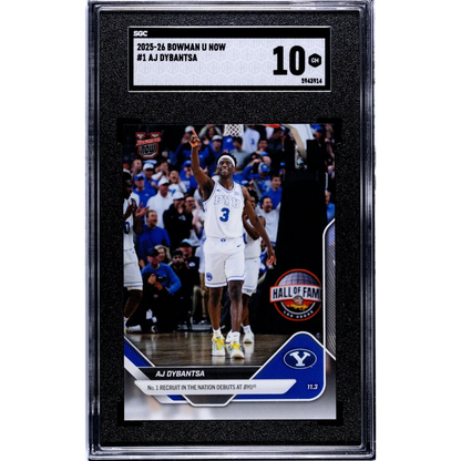 Graded 2025 Topps Bowman U Now AJ Dybantsa #1 Rookie RC Basketball Card SGC 10 Gem Mint | Hall of Fame Sports Memorabilia | vintageantiquesgifts.com