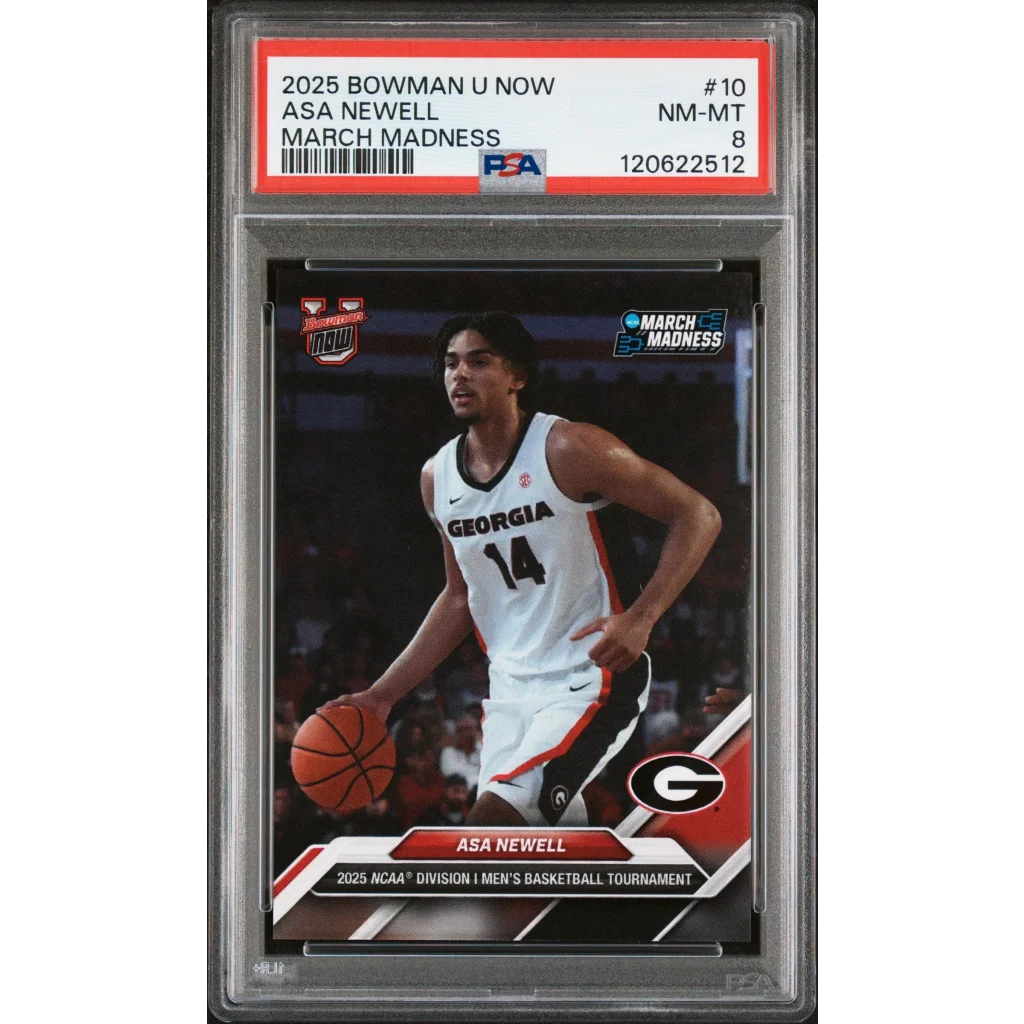 Graded 2025 Topps Bowman U Now Asa Newell #10 March Madness Rookie RC Basketball Card PSA 8 Near Mint | Hall of Fame Sports Memorabilia | vintageantiquesgifts.com