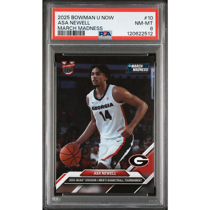 Graded 2025 Topps Bowman U Now Asa Newell #10 March Madness Rookie RC Basketball Card PSA 8 Near Mint | Hall of Fame Sports Memorabilia | vintageantiquesgifts.com