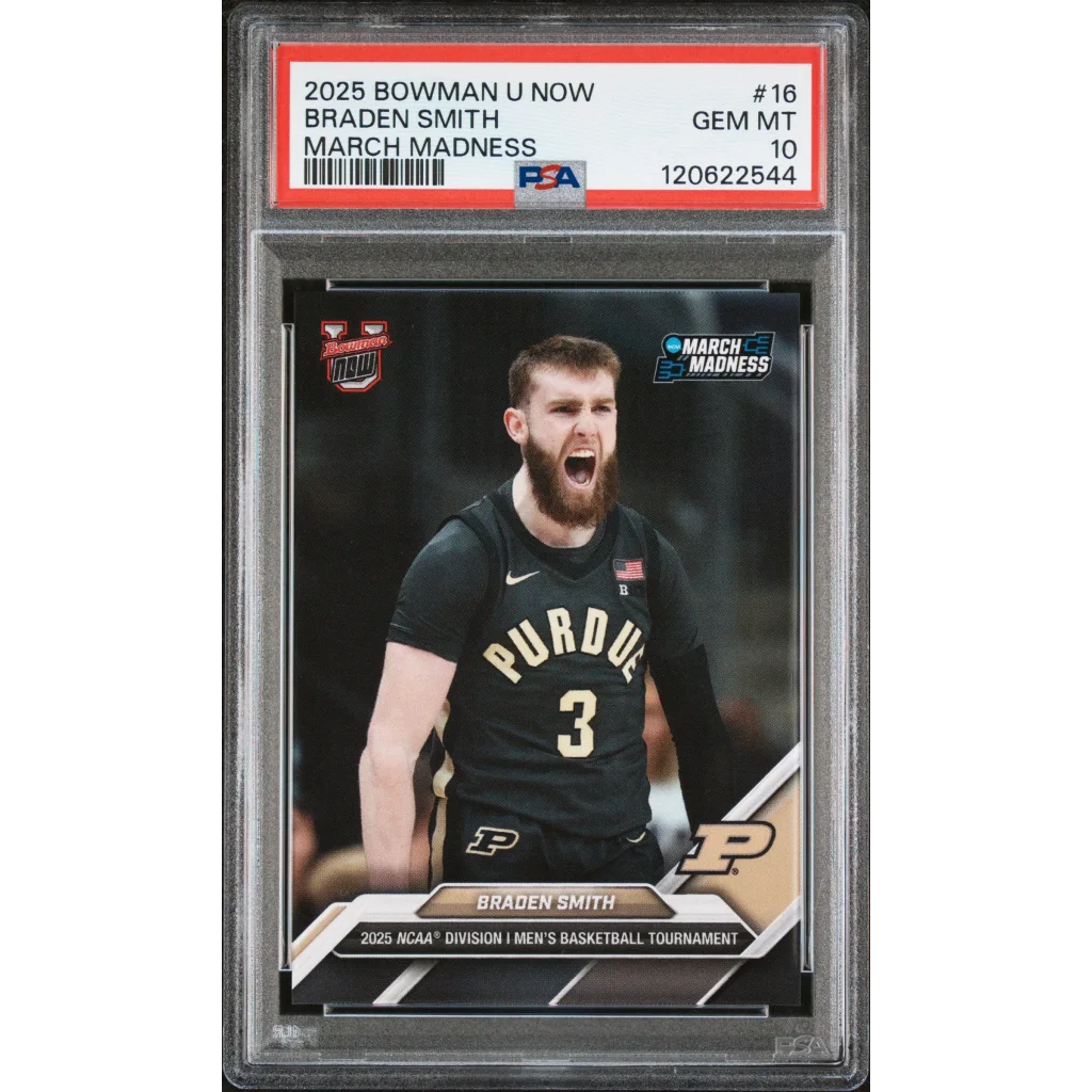Graded 2025 Topps Bowman U Now Braden Smith #16 March Madness Rookie RC Basketball Card PSA 10 Gem Mint