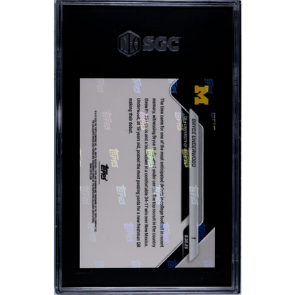 Graded 2025 Topps Bowman U Now Bryce Underwood #1 Wolverines Debut Rookie RC Football Card SGC 9 Mint | SGC 9 Mint Graded Rookie Card | vintageantiquesgifts.com